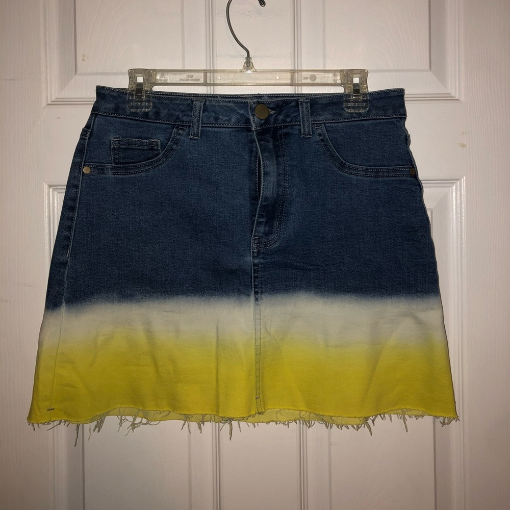 Fun NEON Dipped Jean Skirt